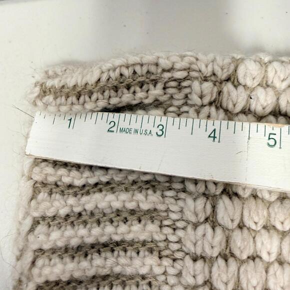 Elsamanda Women's M Full-Zip Short Sleeve Chunky Cable Knit Alpaca Blend Sweater - Picture 6 of 9